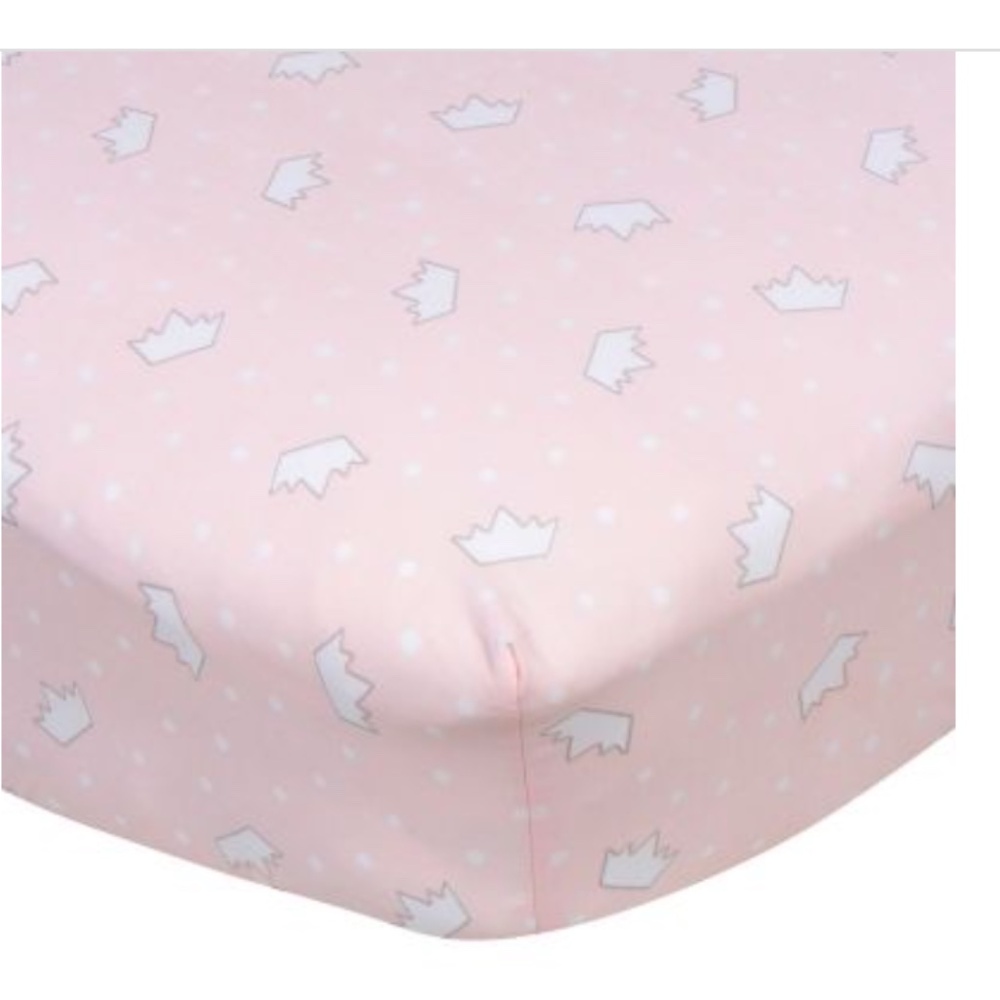GERBER: Single Pack CROWN Woven Fitted Baby Girl Crib Sheet - Nursery